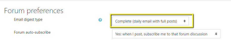 Screen shot of forum preferences window