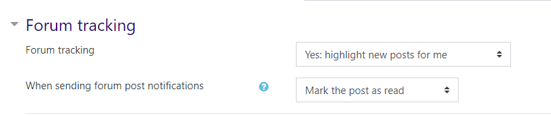 Screen shot of forum tracking options