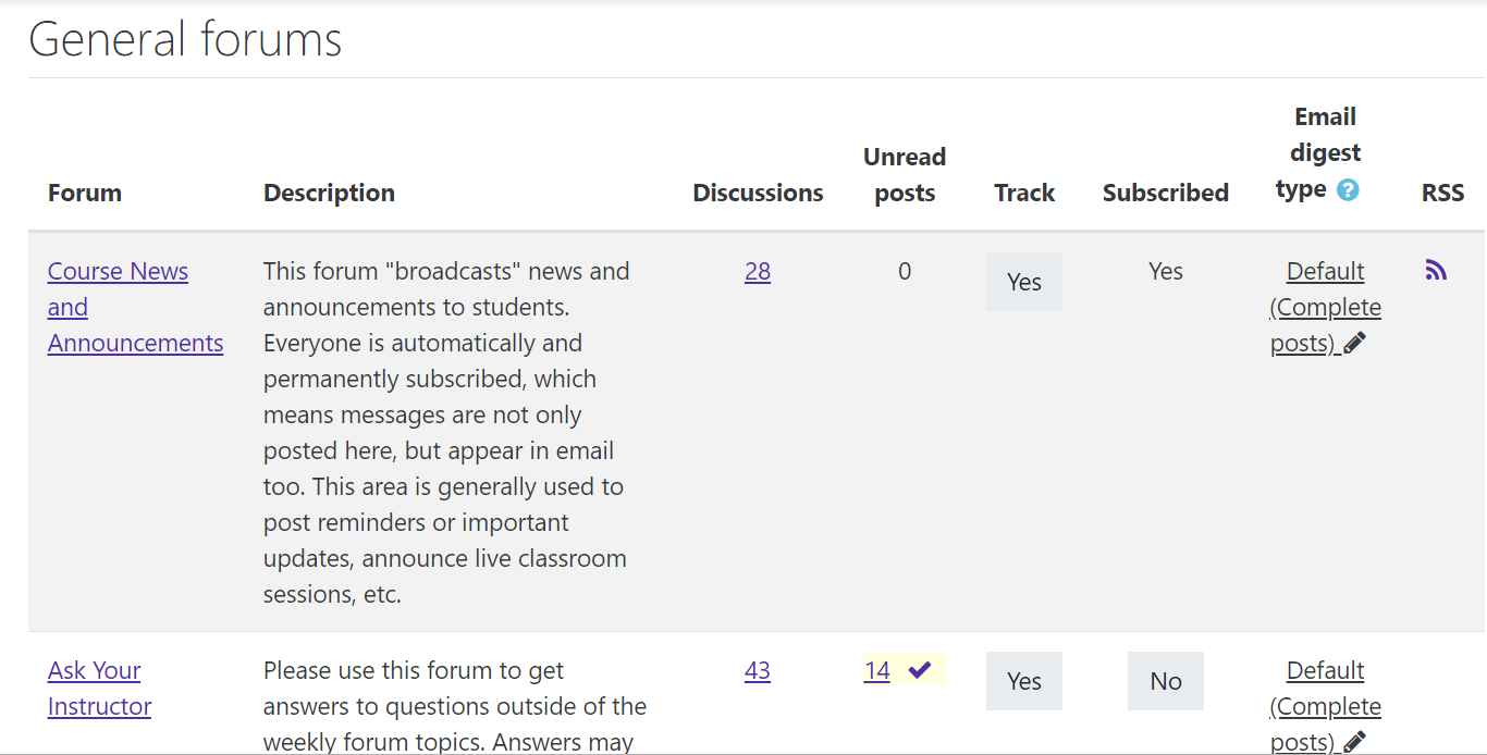 Manage forum subscriptions