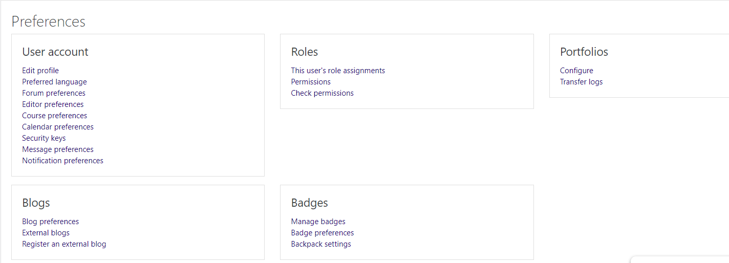 Screen shot of preferences screen