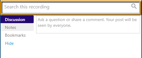 Panopto search bar screen shot